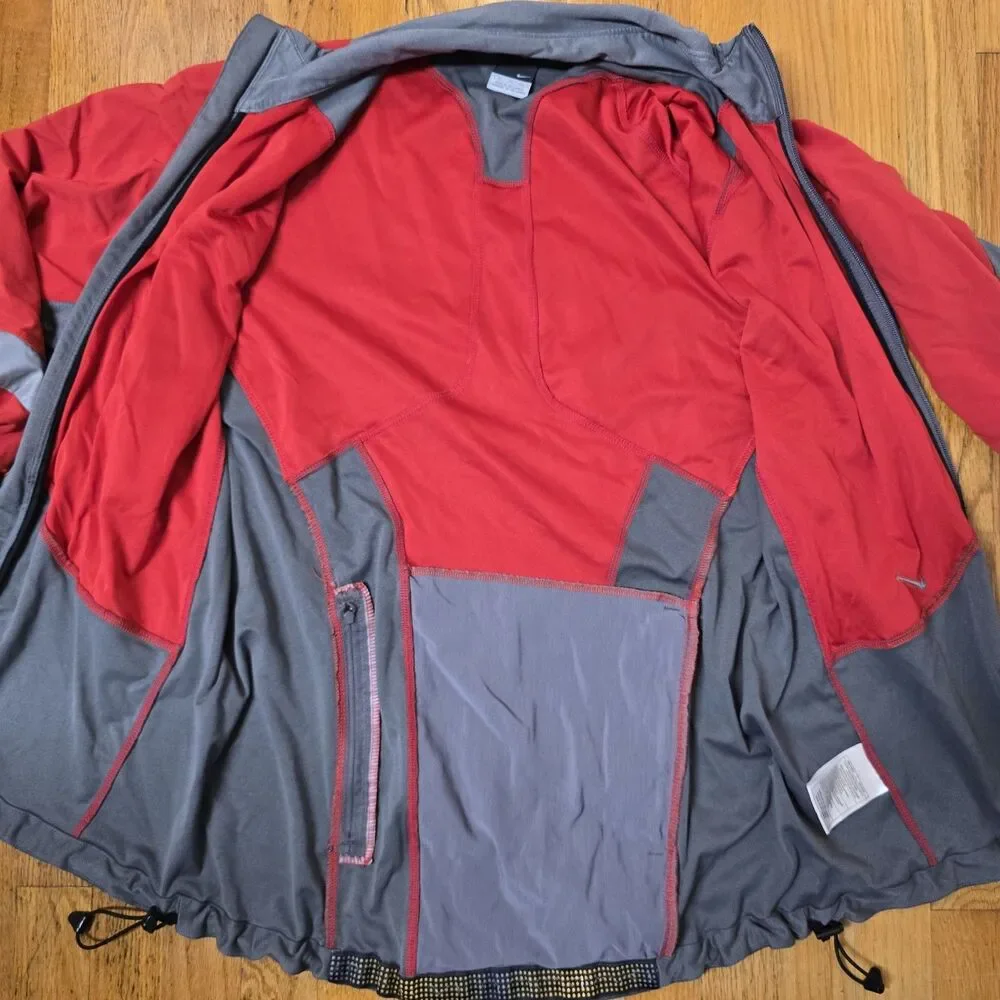 Nike Red And Grey Cycling Full Zip men's Jacket Sz XL long sleeve